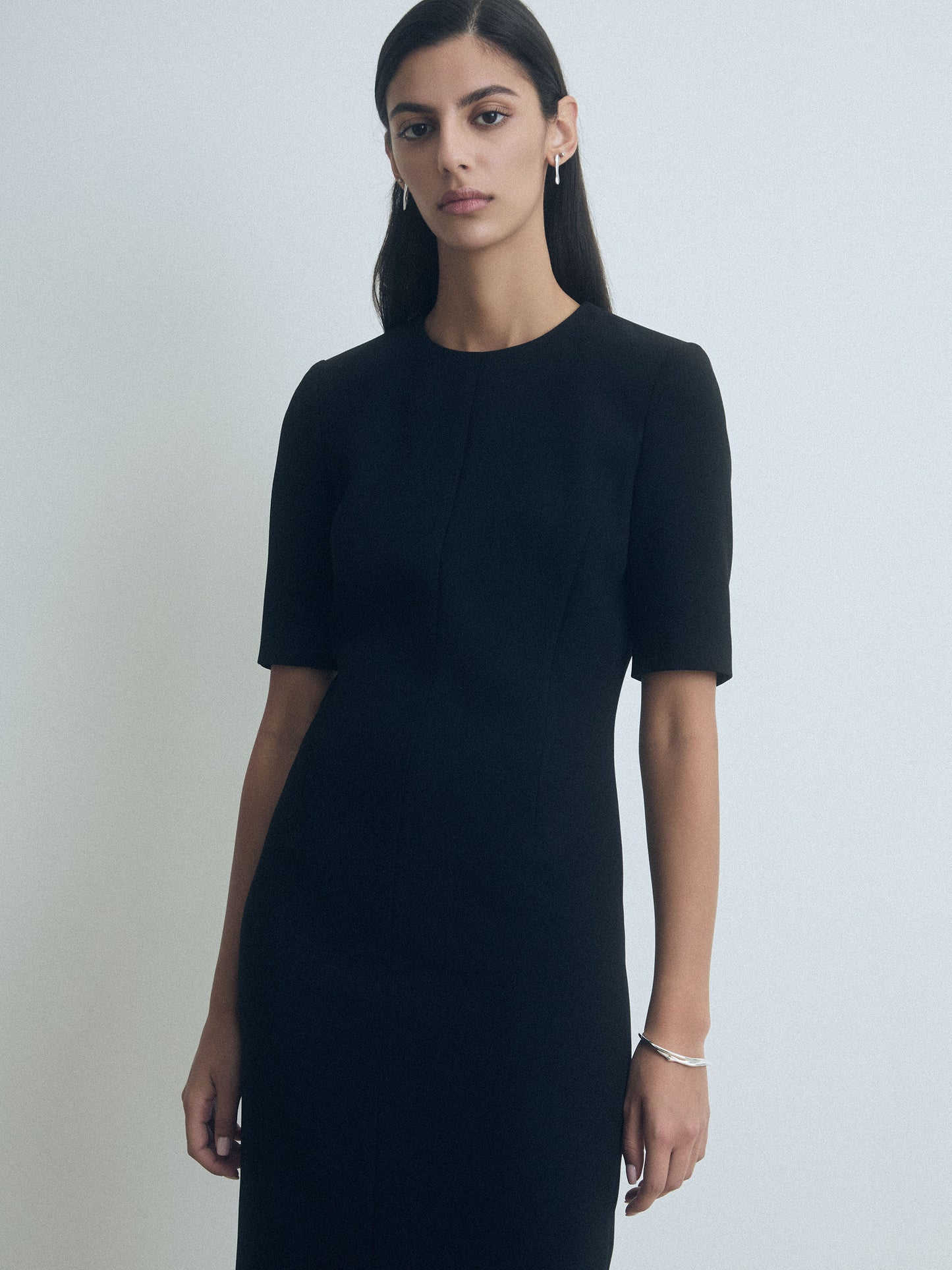 Fitted Elbow Sleeve Dress