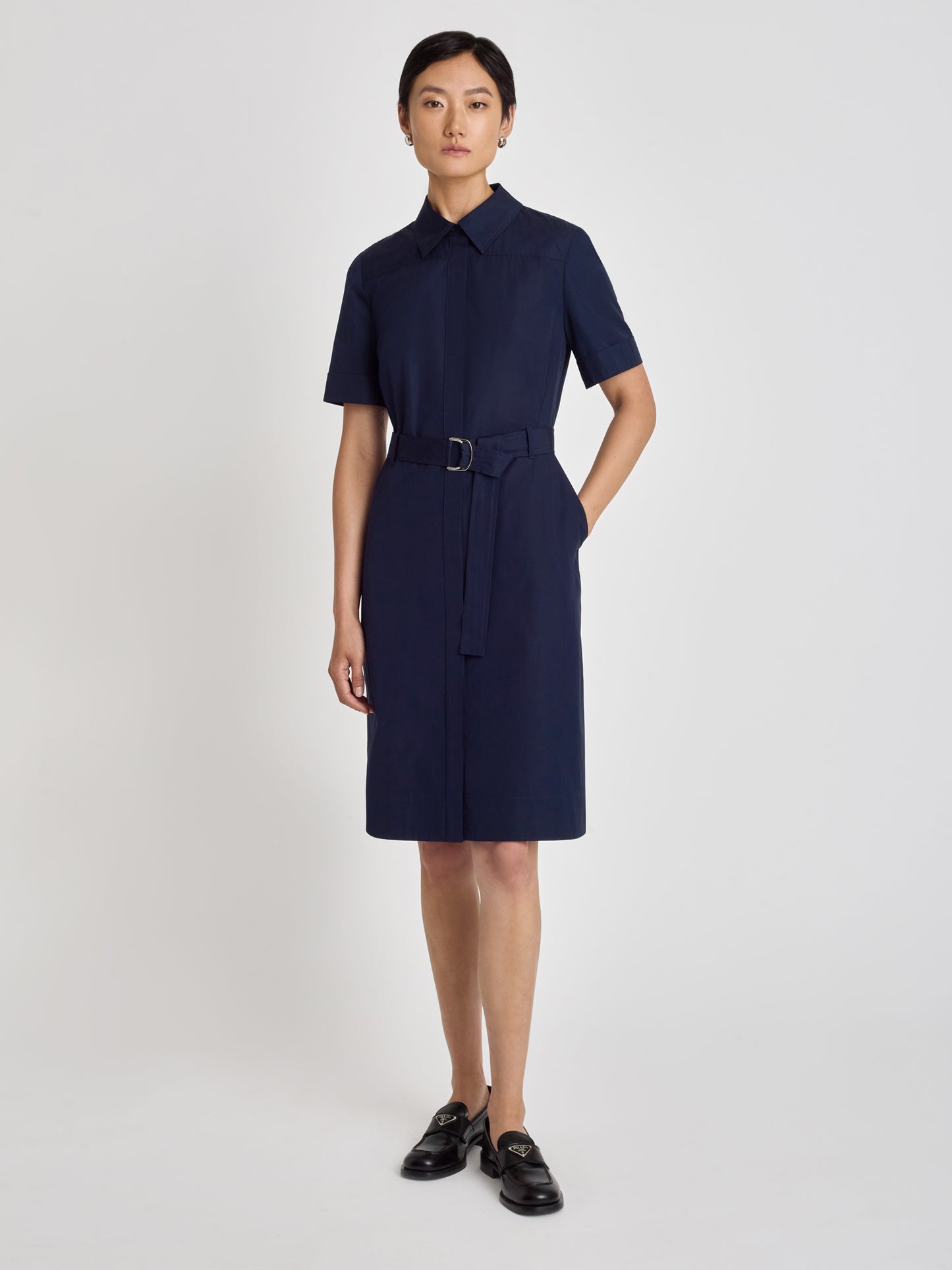 Short Sleeve Poplin Shirt Dress