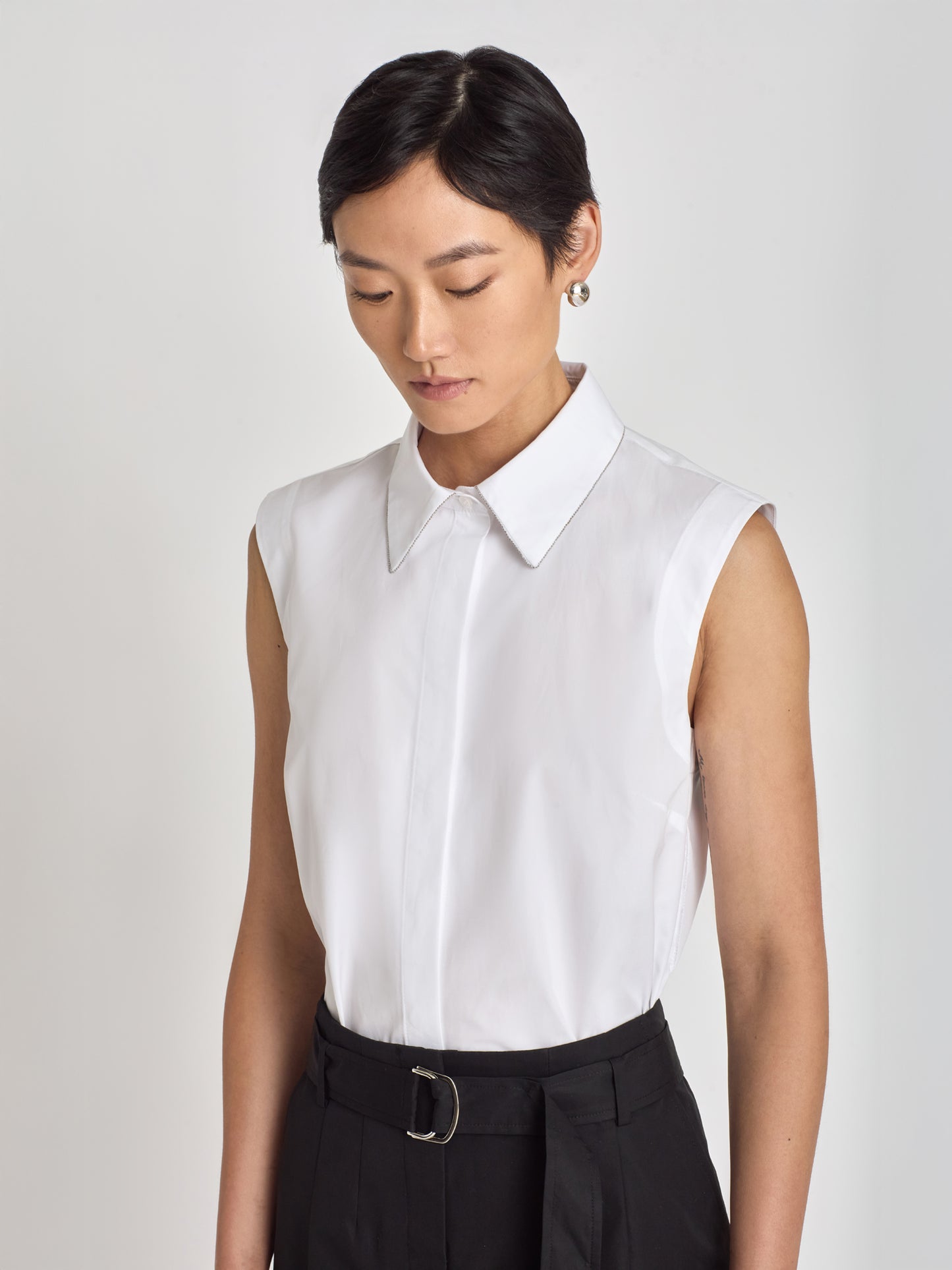 Sleeveless Poplin Blouse