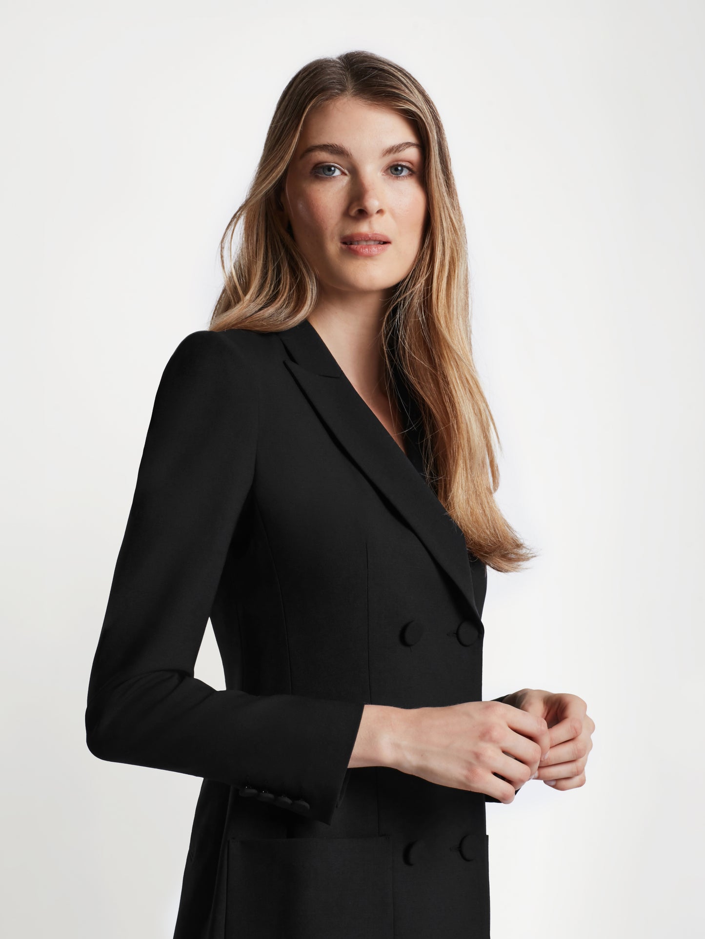 Stretch Wool Tuxedo Dress